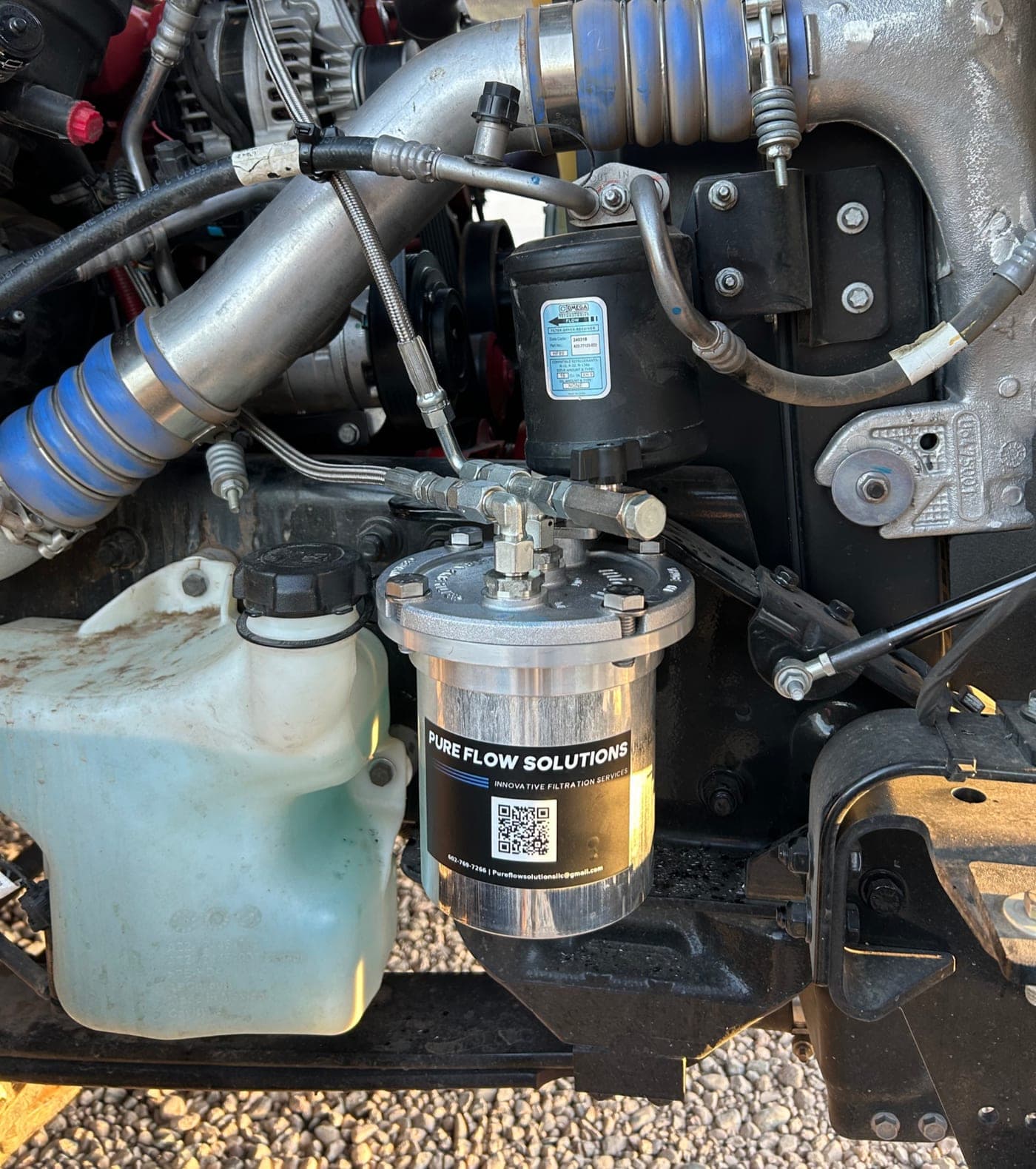 Engine oil filtration system mounted in equipment